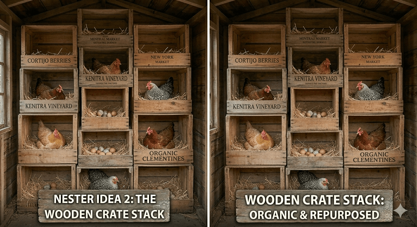 Wooden Crate Stack for backyard chickens