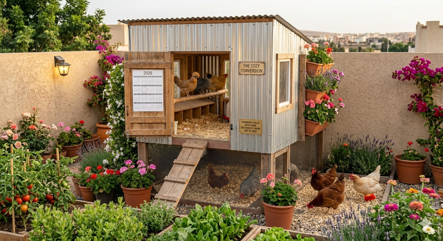 Raised chicken coop with shaded run below