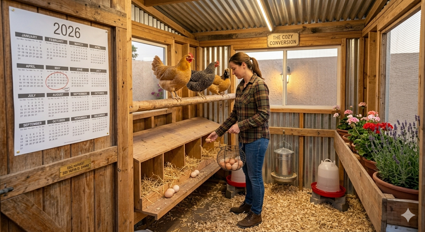 Walk-in chicken coop with full-height access
