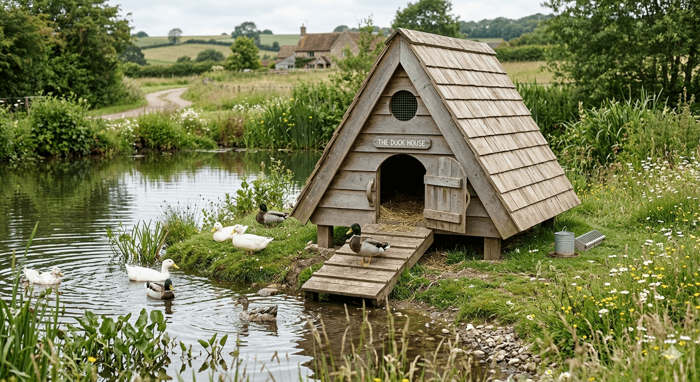 Raised duck coop on a dry platform
