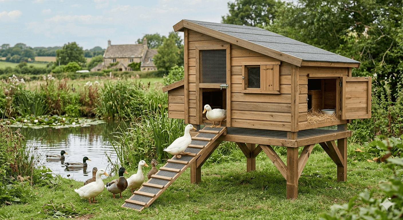 Compact barn-style duck house