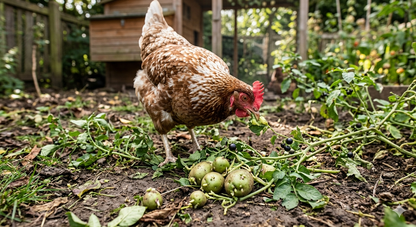 Green Potatoes and Nightshade Family Leaves for backyard chickens