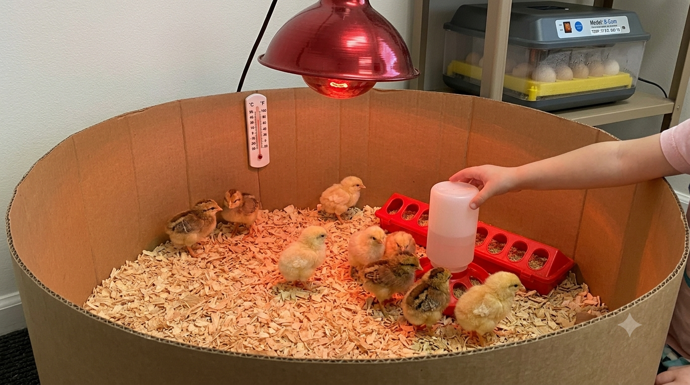 Brooder Setup for Incubator-Hatched Chicks
