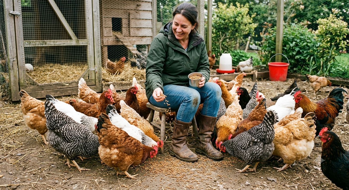 Scatter Treats From Your Position for backyard chickens