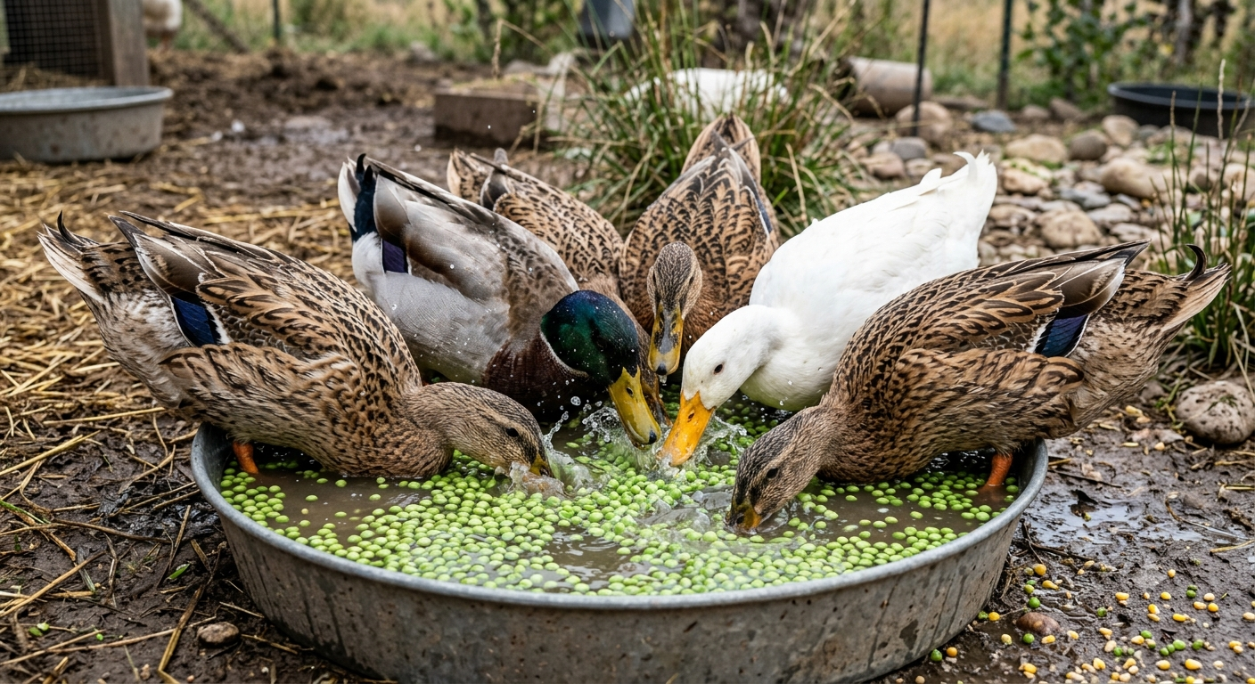 Frozen Pea Bowl for backyard ducks